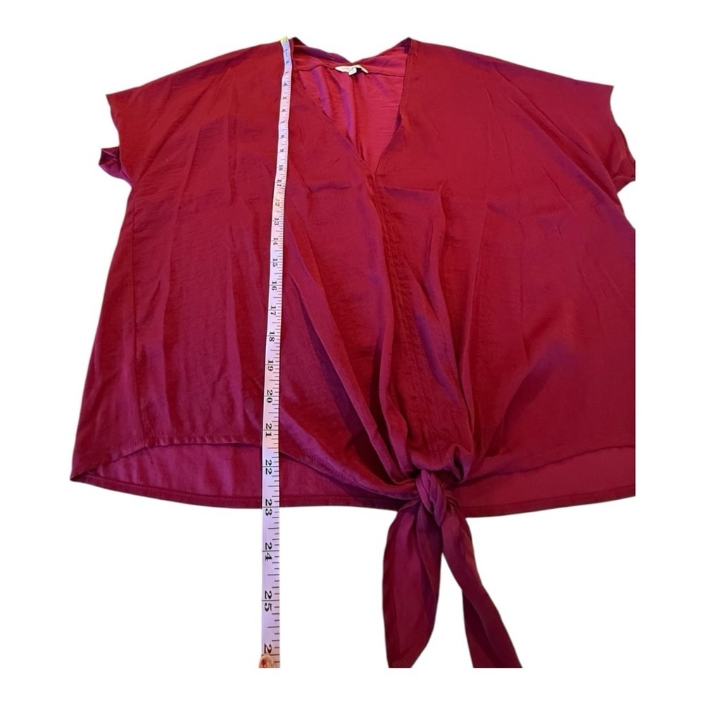 Lucky Brand Women's Berry Tie-Front V-Neck Blouse - Picture 8 of 13